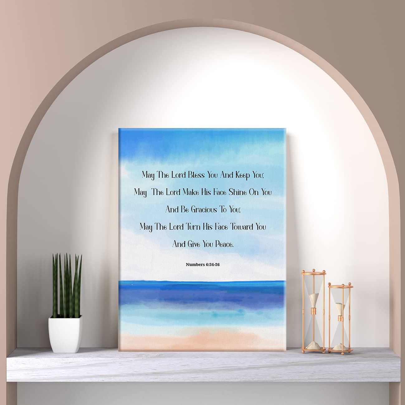 Numbers 6:24-26 Sign Bible Verse Canvas Home Wall Art Decor Scripture Painting 12X15 Poster Framed Ready To Hang